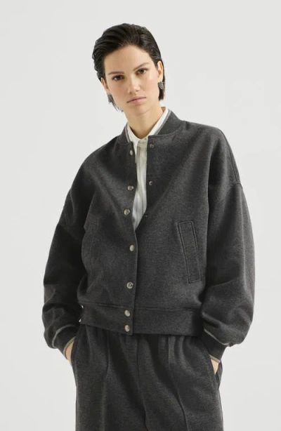 Brunello Cucinelli Techno Cotton And Cashmere Interlock Bomber Jacket In Black