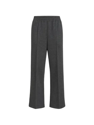 Brunello Cucinelli Techno Cotton And Cashmere Interlock Track Trousers In Gray