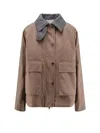 Brunello Cucinelli Canvas Cotton Jacket Contrast Collar
