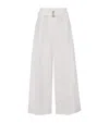 Brunello Cucinelli Techno Cotton Cropped Pleated Trousers In White