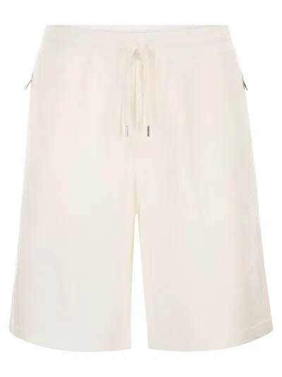 Brunello Cucinelli Techno Cotton Fleece Bermuda Shorts In Animal Print