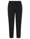 Brunello Cucinelli Techno Cotton Fleece Trousers With Zip On Stretch Bottom, Crete And Piping In Black