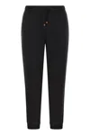 Brunello Cucinelli Techno Cotton Fleece Trousers With Zip On Stretch Bottom, Crete And Piping In Black