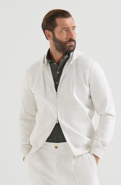 Brunello Cucinelli Techno Cotton French Terry Double Cloth Hooded Sweatshirt With Zipper In White