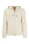 Brunello Cucinelli Zip-up Hooded Sweatshirt In Oat