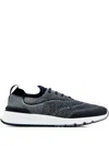 Brunello Cucinelli Runners In Techno Cotton Knit With Termonastrature Shoes In Blue