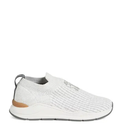 Brunello Cucinelli Kids' Techno Cotton Logo Slip-on Sneakers