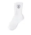 Brunello Cucinelli White Techno Cotton Knit Logo Socks In White
