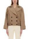 Brunello Cucinelli Women Techno Cotton Membraned Panama Crop Caban In Beige