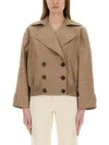 Brunello Cucinelli Women Techno Cotton Membraned Panama Crop Caban In Beige