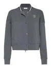 Brunello Cucinelli Logo-embroidered Cardigan Sweatshirt In Grey