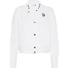 Brunello Cucinelli Cotton Piqué Logo Bomber Jacket In White