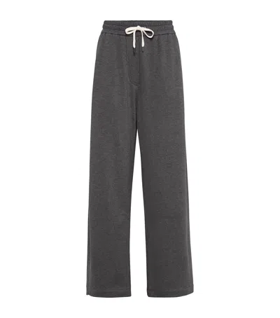 Brunello Cucinelli Techno Cotton Piqué Track Trousers In Grey