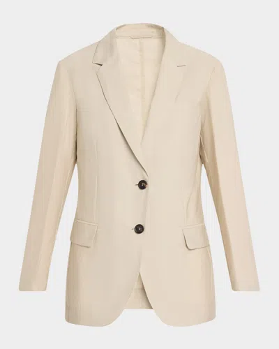 Brunello Cucinelli Techno Cotton Popeline Deconstructed Blazer In Quarzo