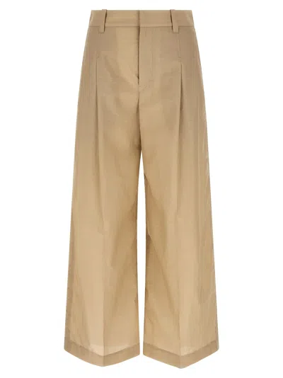 Brunello Cucinelli Techno Cotton Poplin A-line Trousers In Neutral
