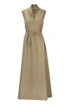 Brunello Cucinelli Women's Cotton Sleeveless Midi Dress In Beige