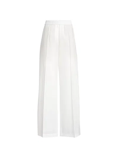 Brunello Cucinelli Women White Organza Sartorial Track Trousers With Monili