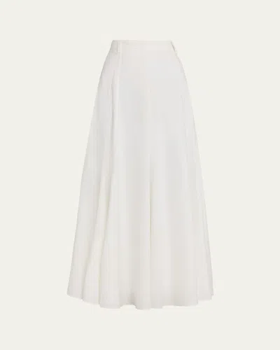Brunello Cucinelli Techno Cotton Poplin Maxi Skirt In White