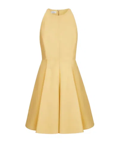 Brunello Cucinelli Techno Cotton Poplin Mini Dress In Yellow