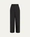Brunello Cucinelli Techno Cotton Poplin Pleated Wide-leg Sartorial Pants In Black