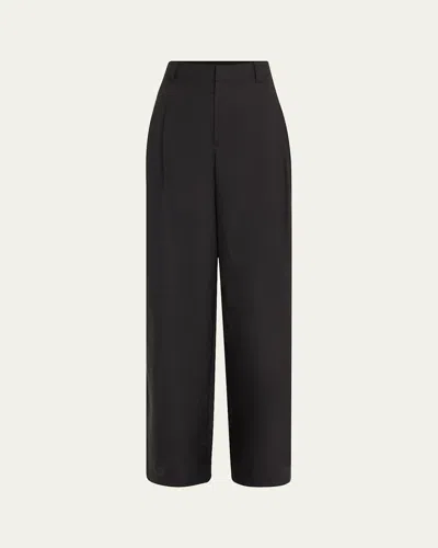 Brunello Cucinelli Techno Cotton Poplin Pleated Wide-leg Sartorial Pants In Black