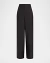 Brunello Cucinelli Techno Cotton Poplin Pleated Wide-leg Sartorial Pants In Black