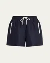 Brunello Cucinelli Techno Cotton Pull-on Shorts In Blue