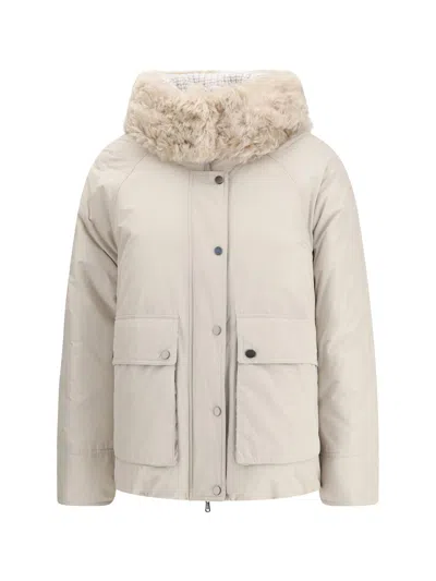Brunello Cucinelli Techno Cotton Taffeta Parka In White