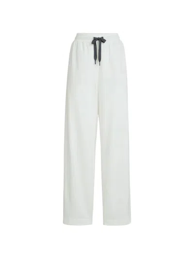 Brunello Cucinelli Techno Cotton Track Pants In White