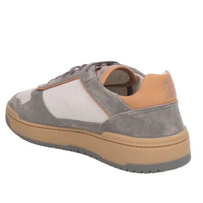 Brunello Cucinelli Men's Mixed Media Slam Low-top Sneakers In Grey