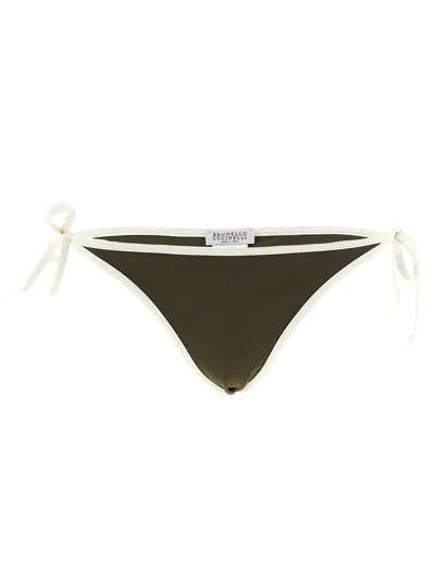 Brunello Cucinelli Techno Jersey Bikini Briefs Beachwear Green In Multi