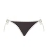 Brunello Cucinelli Techno Jersey Monili-trim Bikini Bottoms In Brown