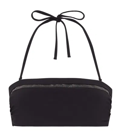 BRUNELLO CUCINELLI TECHNO JERSEY MONILI-TRIM BIKINI TOP
