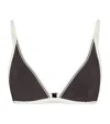 Brunello Cucinelli Techno Jersey Monili-trim Bikini Top In Brown