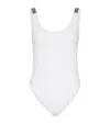 Brunello Cucinelli Techno Jersey Monili-trim Swimsuit In White