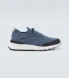 Brunello Cucinelli Techno Knitted Sneakers In Blue
