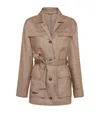 Brunello Cucinelli Techno Linen-blend Sparkling Safari Blazer In Brown