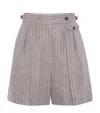 Brunello Cucinelli Techno Linen Stripe Shorts In Brown