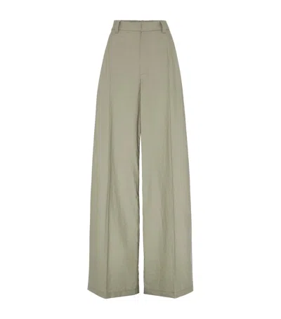 Brunello Cucinelli Techno Poplin Loose Tailored Trousers In Green