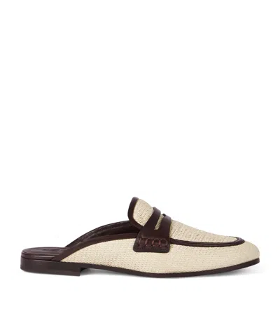 Brunello Cucinelli Light Grey Polyamide Cotton Loafers In Brown
