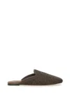 Brunello Cucinelli Monili-embellished Raffia Slippers In Brown