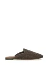 Brunello Cucinelli Techno Raffia Slipper With Precious Trim In Brown