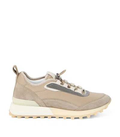 Brunello Cucinelli Techno-suede Runner Sneakers In Sand