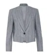 Brunello Cucinelli Techno Virgin Wool-blend Striped Cropped Blazer In Grey