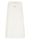 Brunello Cucinelli Techno Virgin Wool Canvas Pleated Track Skirt In White