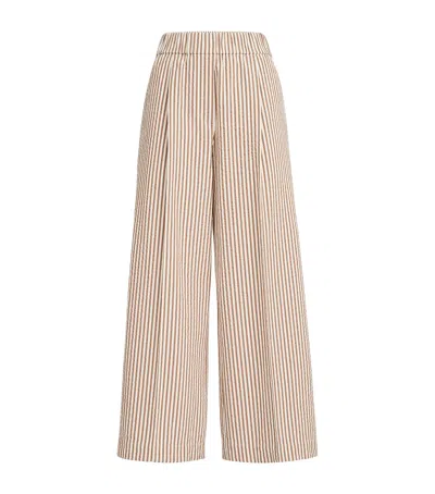 Brunello Cucinelli Techno-cotton Stripe Wide-leg Trousers In Pink
