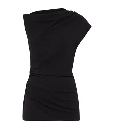 Brunello Cucinelli Techo Wool Ruched-detail Blouse In Black
