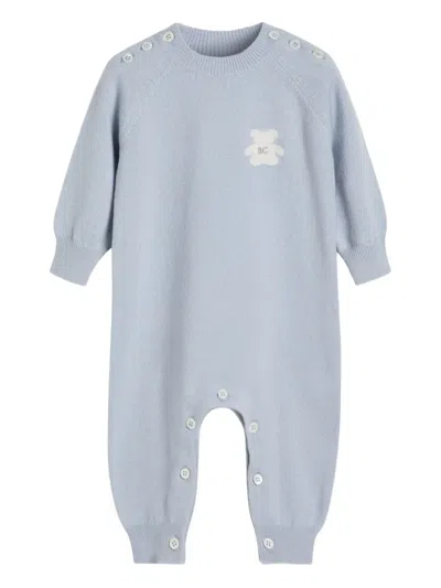 Brunello Cucinelli Babies' Teddy-applique Cashmere Coverall In Blue
