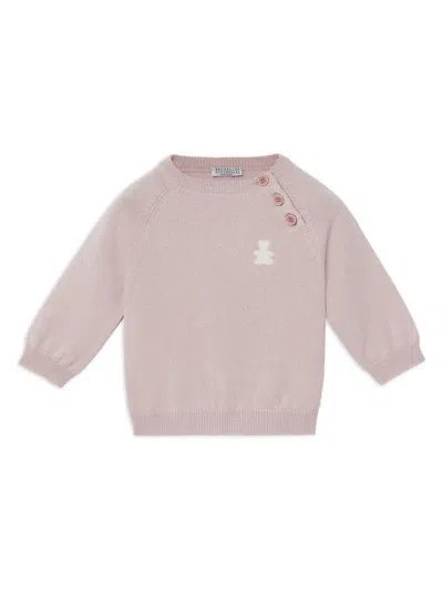 Brunello Cucinelli Babies' Teddy Bear-motif Cashmere Jumper In Pink