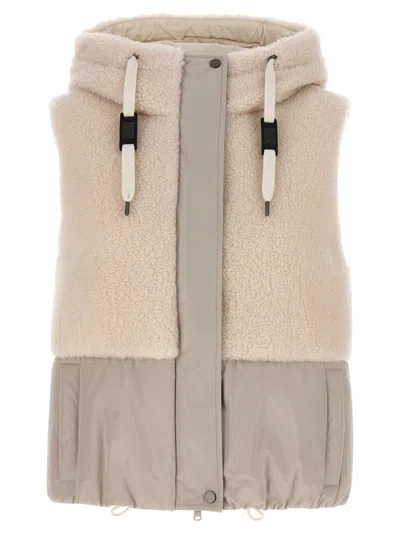 Brunello Cucinelli Teddy Detail Vest Gilet White